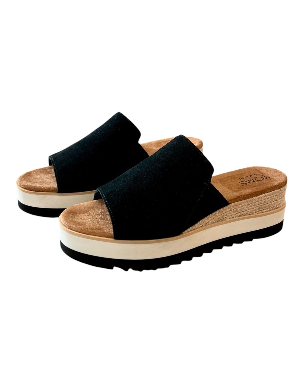 NEW TOMS Diana Wedge Sandal Black - Picture 4 of 5